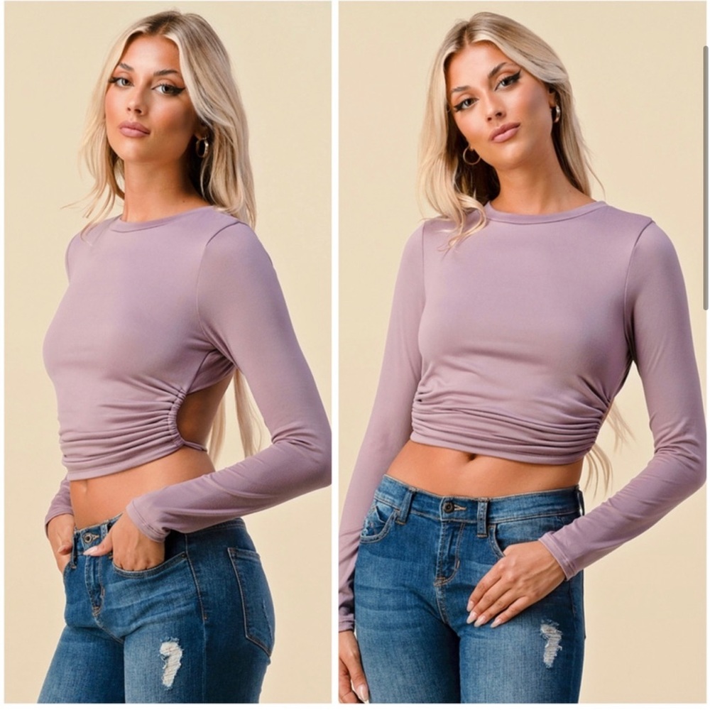 Lilac open back long sleeve top - Picture 3 of 4